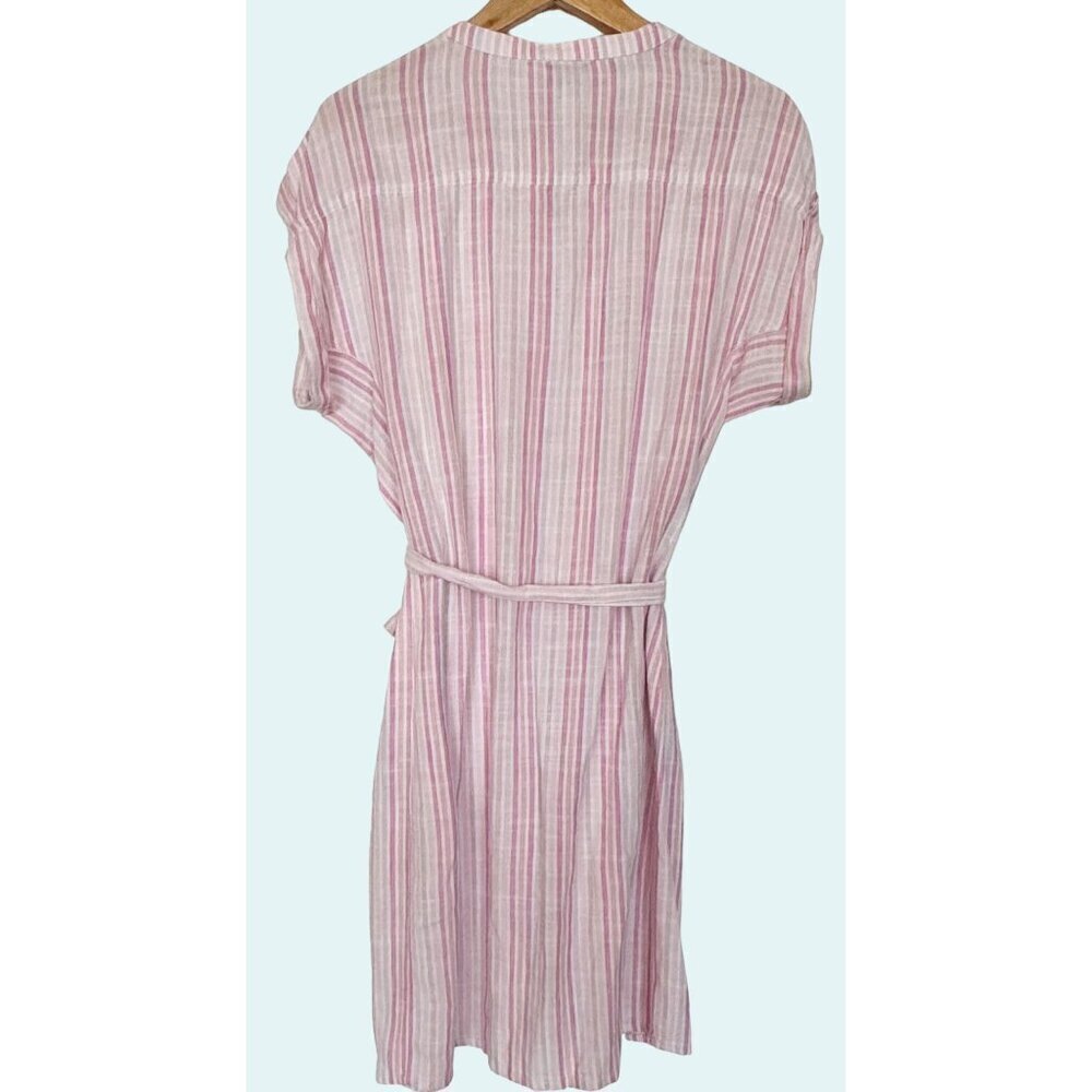 SPLENDID Wailea Hibiscus Pastel Stripe Linen Blend Full Button Dress Sz M NEW NW - Picture 6 of 8